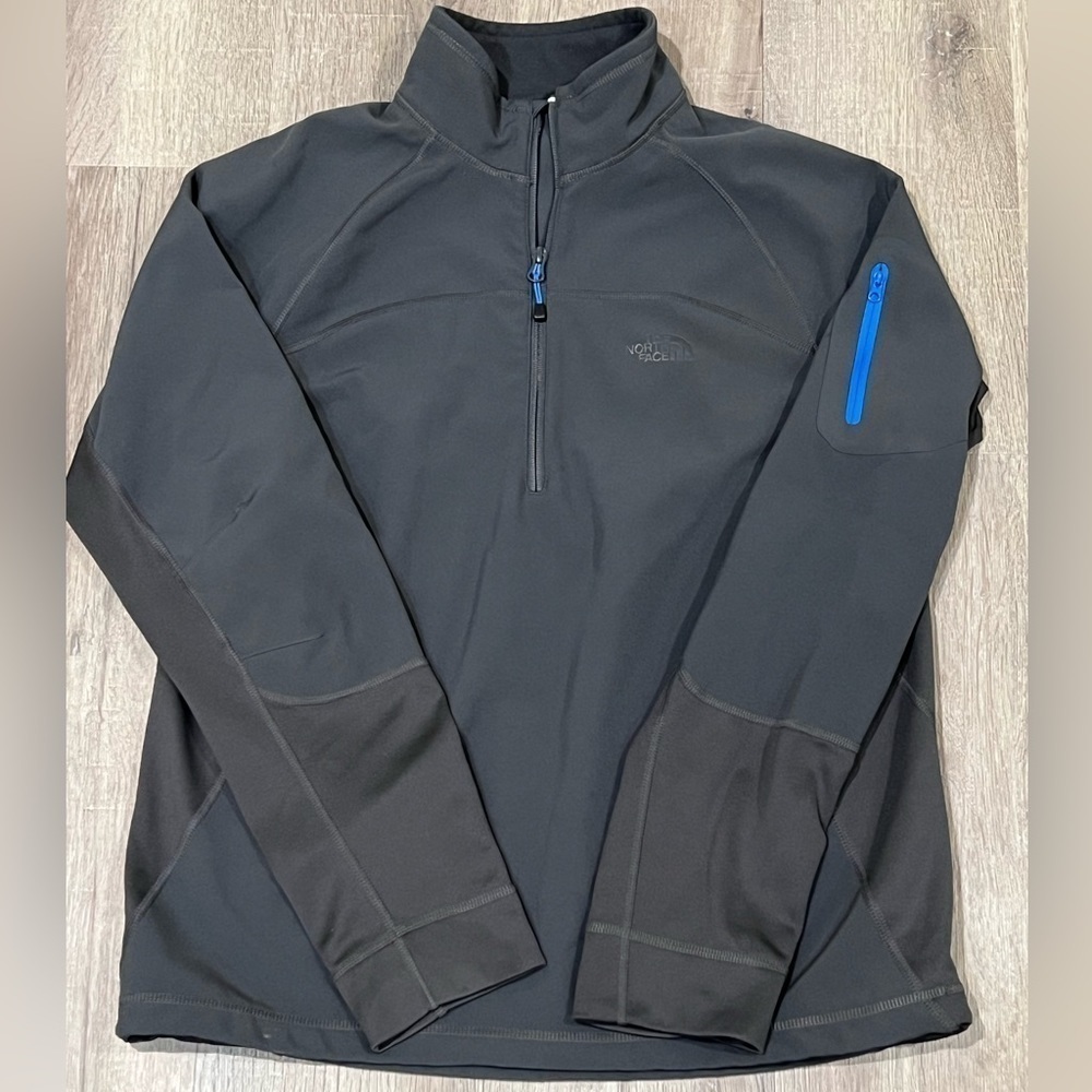 Men’s The North Face Medium Gray Blue HYVENT Half Zip Pullover Sweater Rainproof